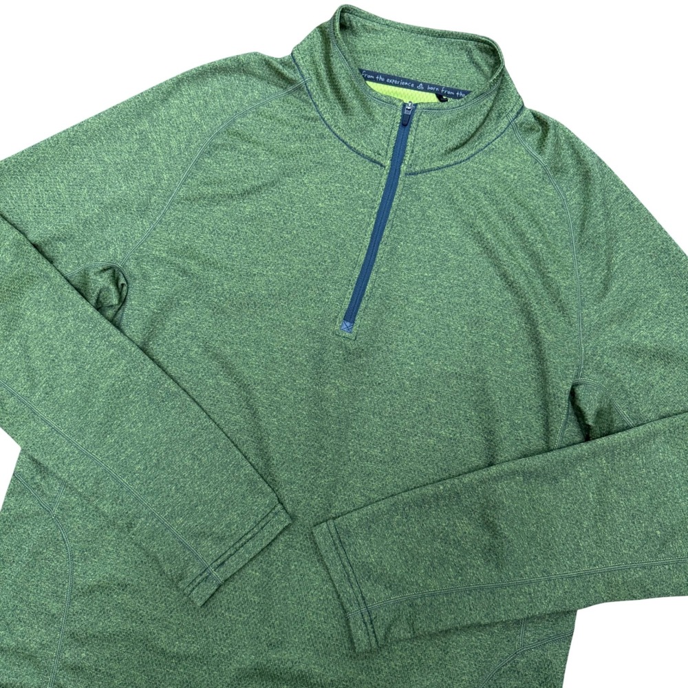 Prana Orion 1/4 Zip Pullover Mens Medium Green Heathered M2ORIO314 Performance
